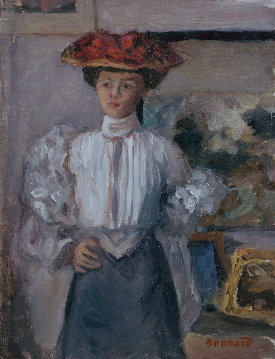 Şapkalı Kız (tuval üzerine yağlı boya) by Pierre Bonnard
