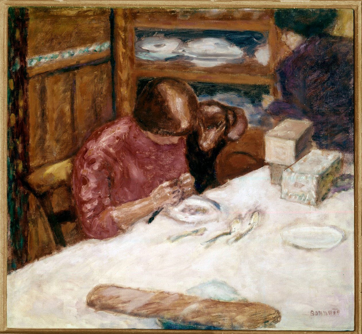 İç Kadın, evdeki lekelerle meşgul. Tablo Pierre Bonnard (1867-1947) 1914 Özel koleksiyon by Pierre Bonnard