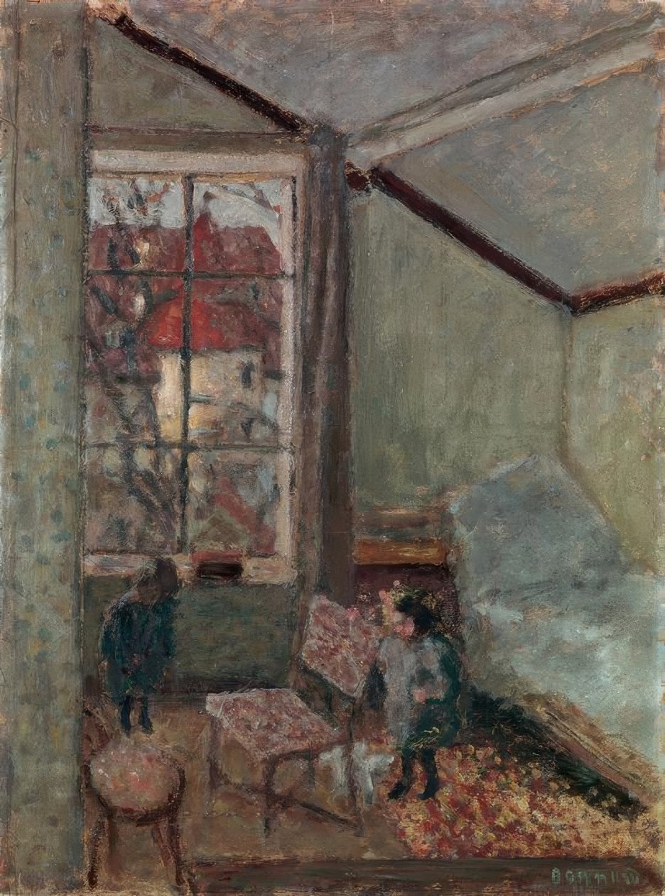 İki çocuklu atölye iç by Pierre Bonnard