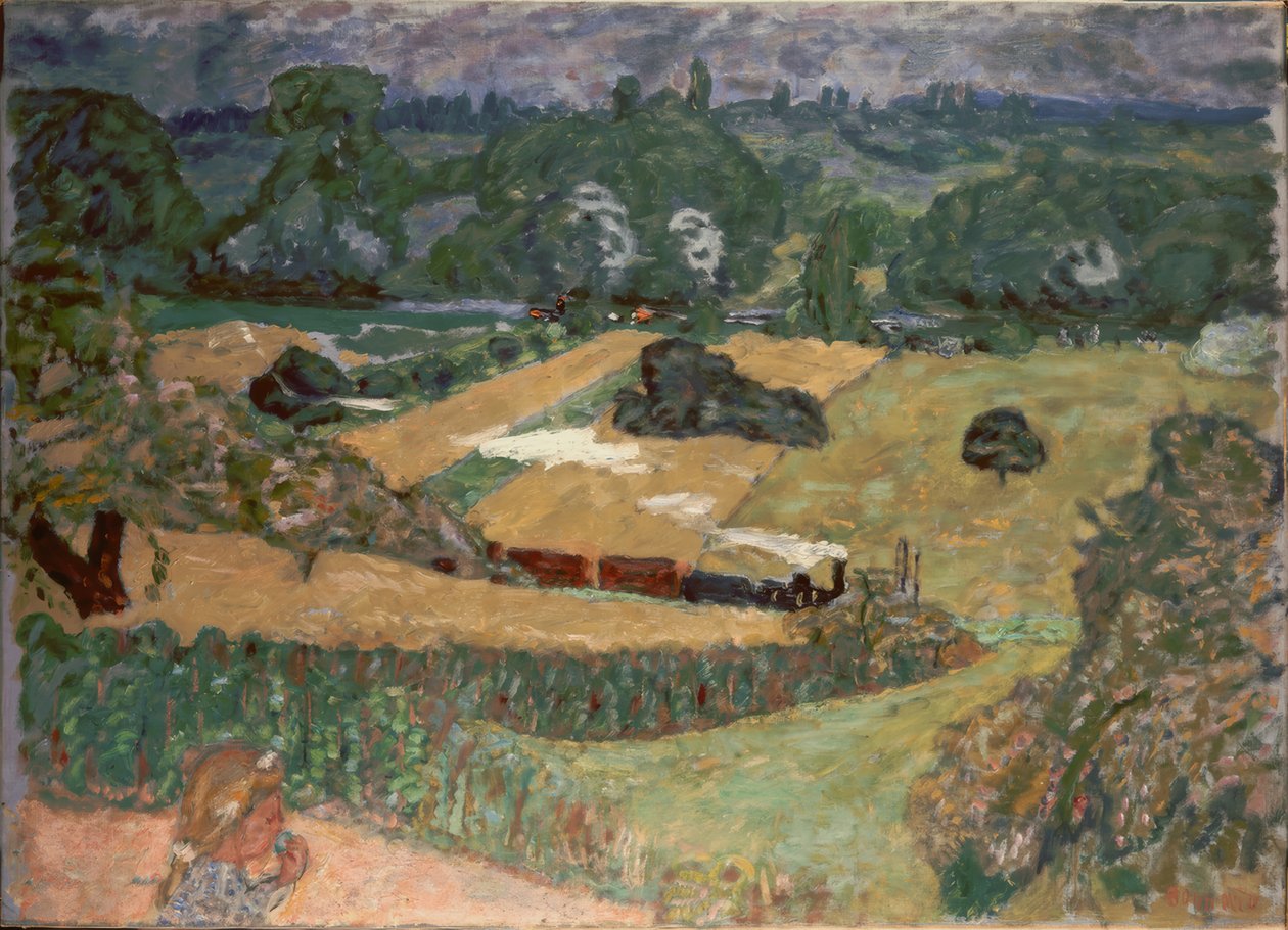 Bir yük treni ile manzara by Pierre Bonnard