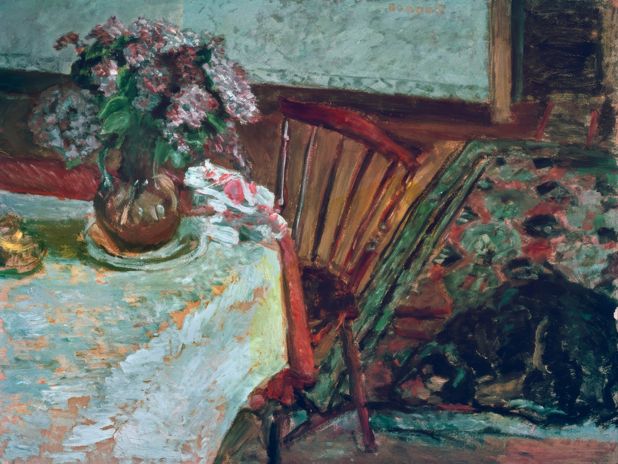 Kara köpek ve leylak buketi by Pierre Bonnard
