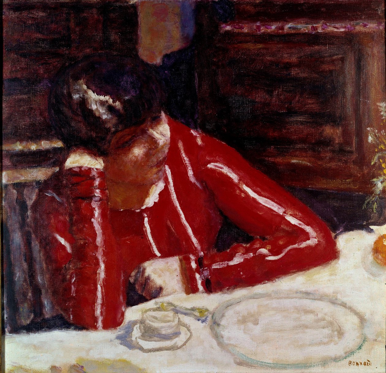 Pierre Bonnard (1867-1947) tarafından yapılan kırmızı korsaj tablosu 1925 Paris ulusal modern sanat müzesi by Pierre Bonnard