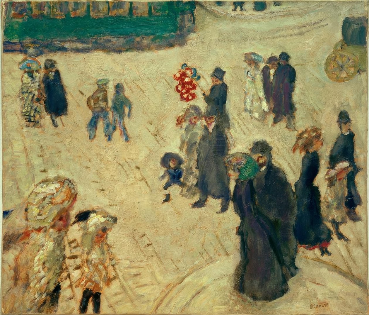 Yeşil tramvay (Yeşil tramvaylı sokaktaki karakterler) by Pierre Bonnard