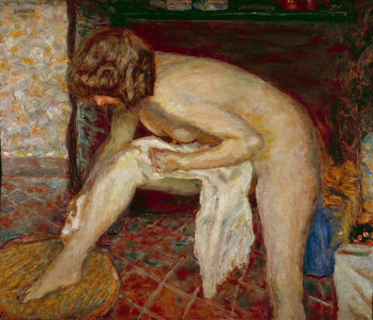 Çıplak tuvaleti şöminenin önünde Tablo Pierre Bonnard (1867-1947) 1907 Özel koleksiyon by Pierre Bonnard