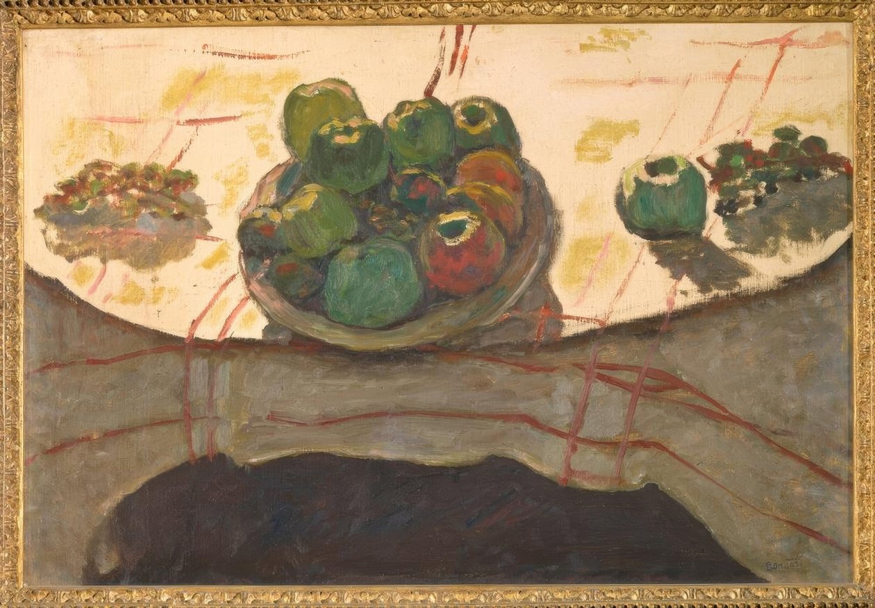 Doğa öldü; tabak ve meyve veya bir kase şeftali by Pierre Bonnard
