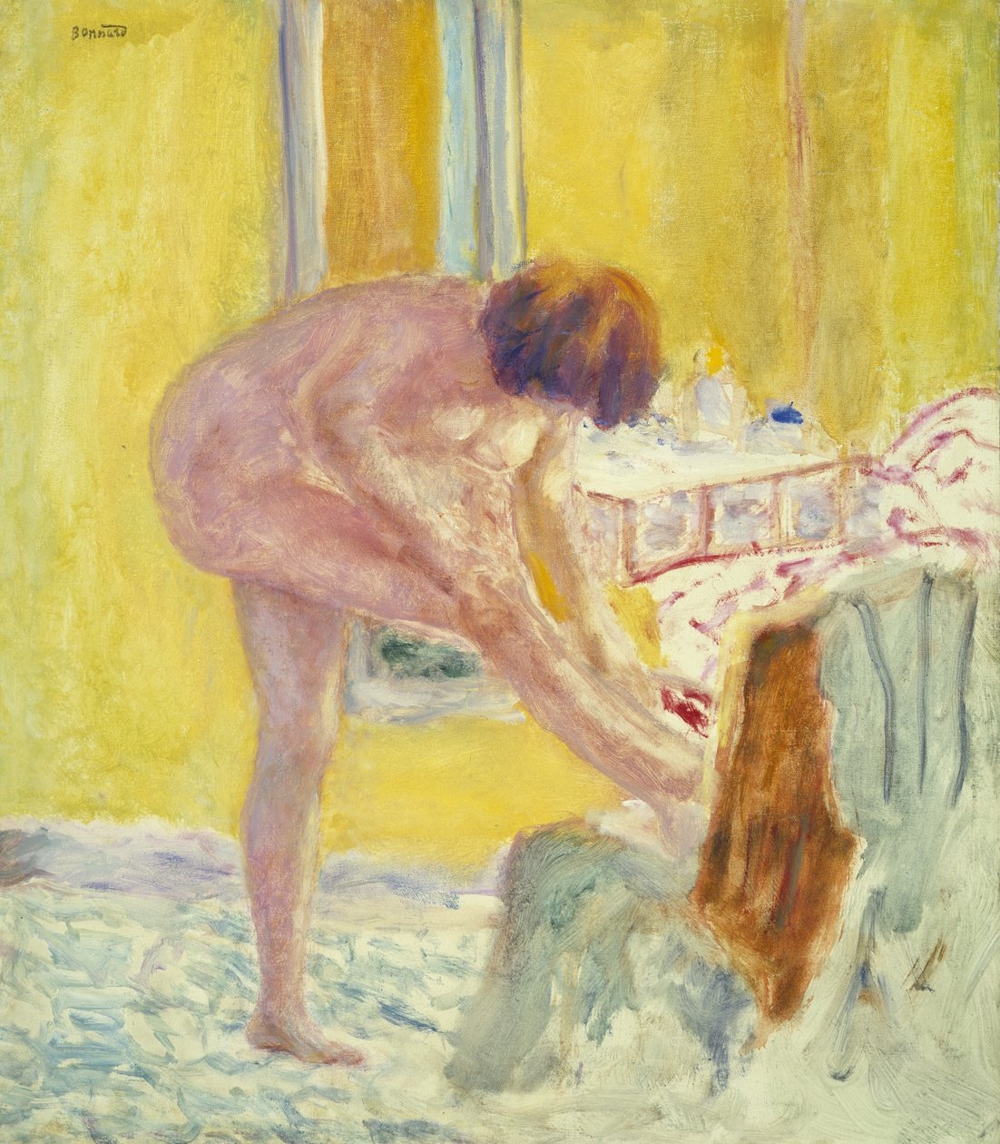 Nude, Sarı Fon, c.1924 (tuval üzerine yağlı boya) by Pierre Bonnard