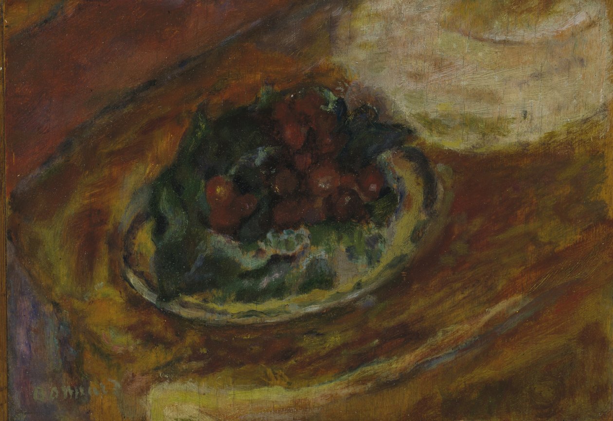 Natürmort: Kirazlar, c.1942 (ahşap panel üzerine yağlı boya) by Pierre Bonnard