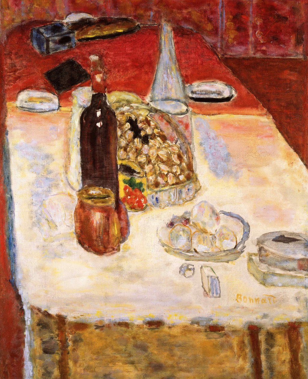 Bir Şişe Kırmızı Şarapla Natürmort, 1942. by Pierre Bonnard