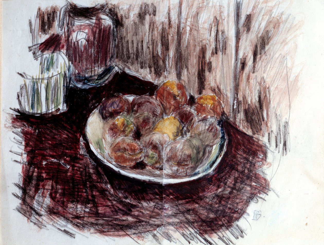 Peches ile Natürmort Tablosu Pierre Bonnard (1867-1947) 20. yüzyıl Özel Koleksiyonu by Pierre Bonnard