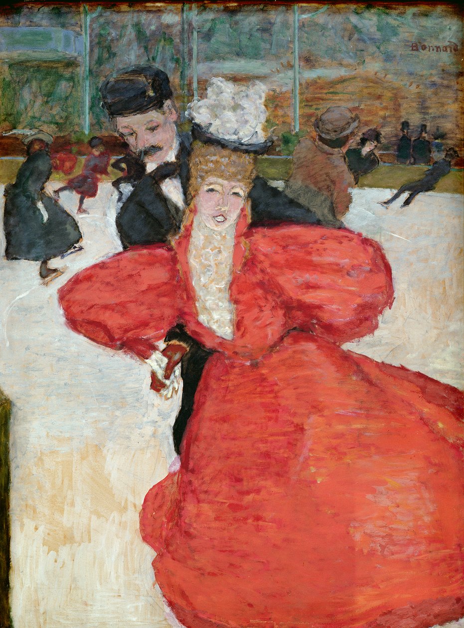 The Ice Pist veya The Skaters, c.1896-98 (panel üzerine monte edilmiş kart üzerindeki yağ) by Pierre Bonnard