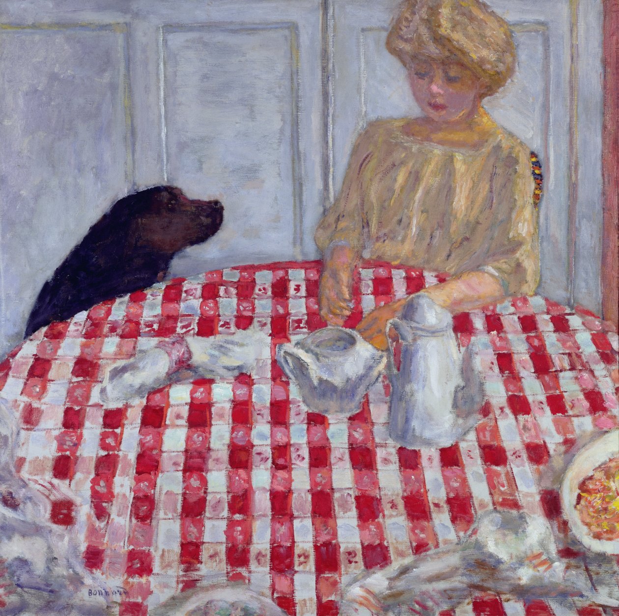 Kırmızı Kareli Masa Örtüsü veya Köpeklerin Yemeği, 1910 by Pierre Bonnard