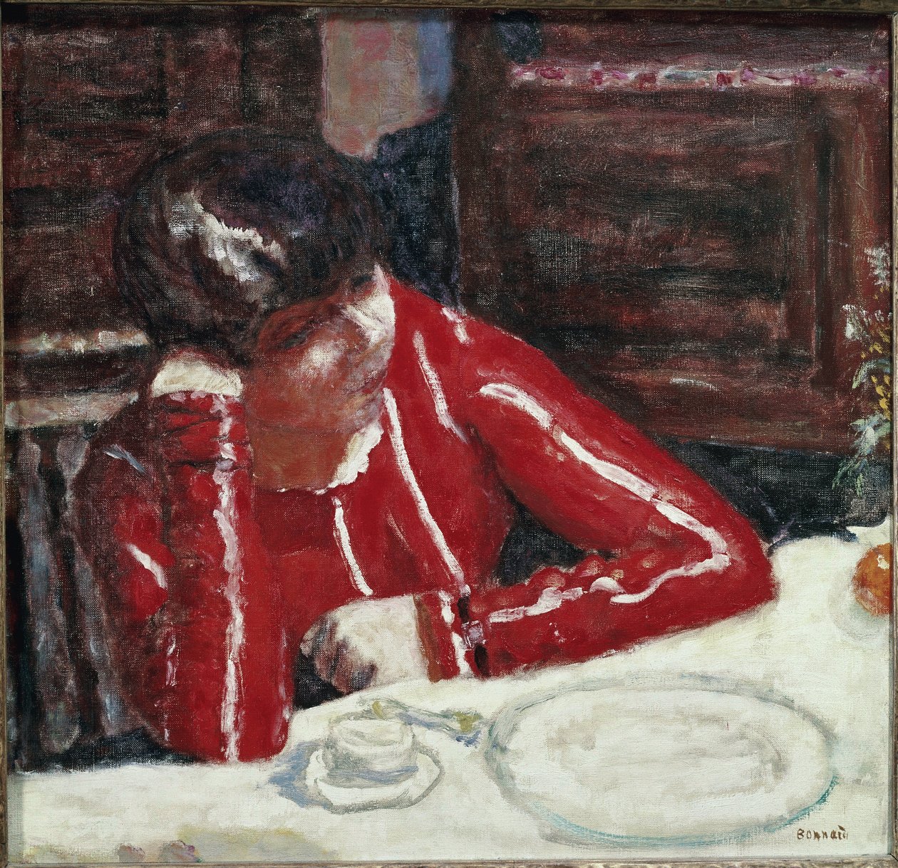 Kırmızı Korsaj (tuval üzerine yağlı boya by Pierre Bonnard
