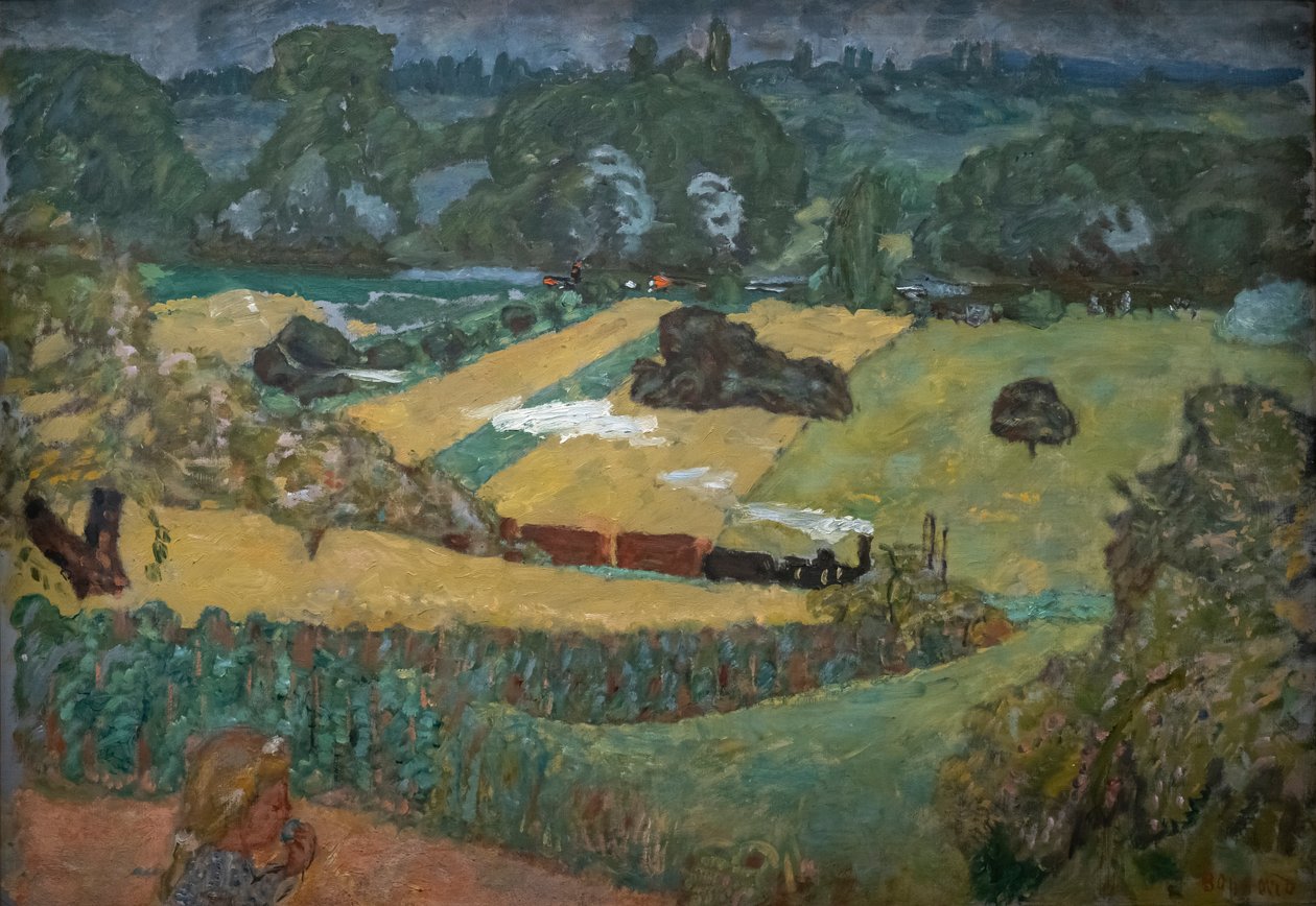 Tren ve Mavnalar, 1909 (Tuval üzerine yağlı boya) by Pierre Bonnard
