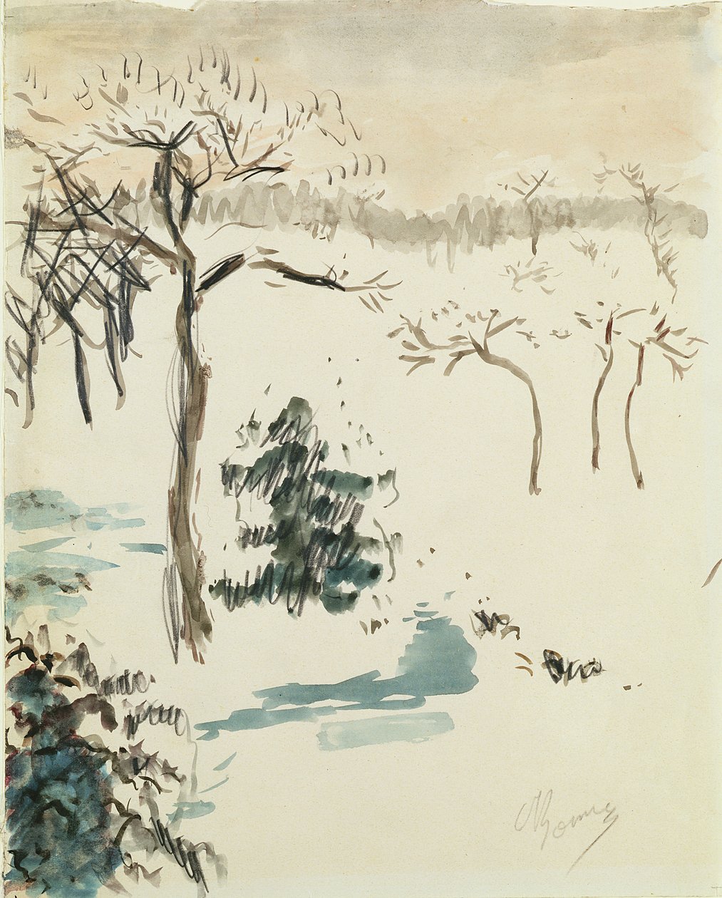 Kış Manzarası, 1910 (kağıt üzerine wc & kalem) by Pierre Bonnard