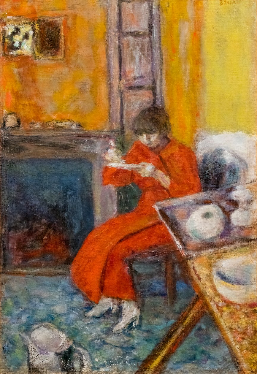 Kırmızı bornozlu kadın by Pierre Bonnard