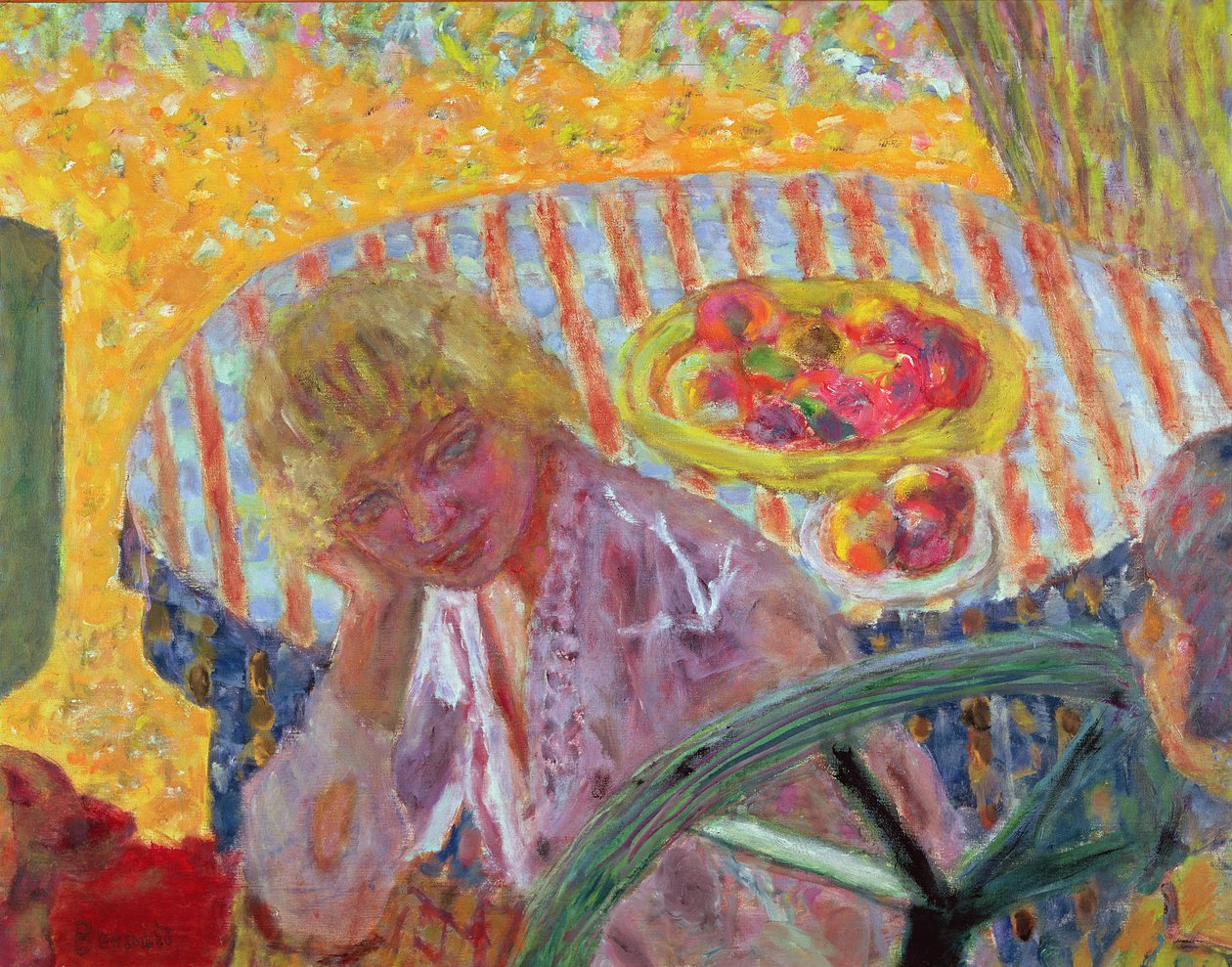 Çizgili Masa Örtüsü Olan Genç Kız, 1921 by Pierre Bonnard