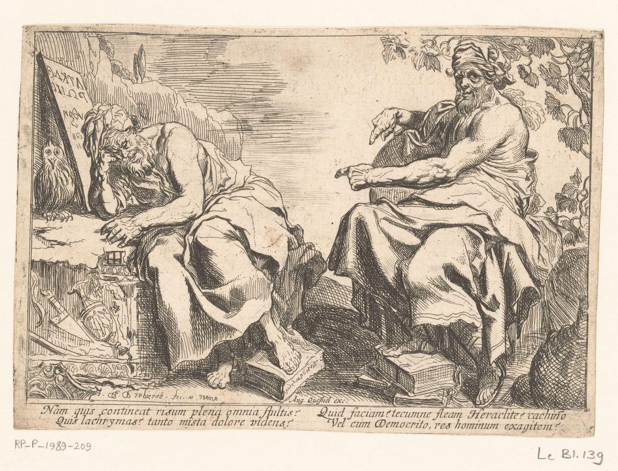 Herakleitos ve Demokritos by Pierre Brebiette