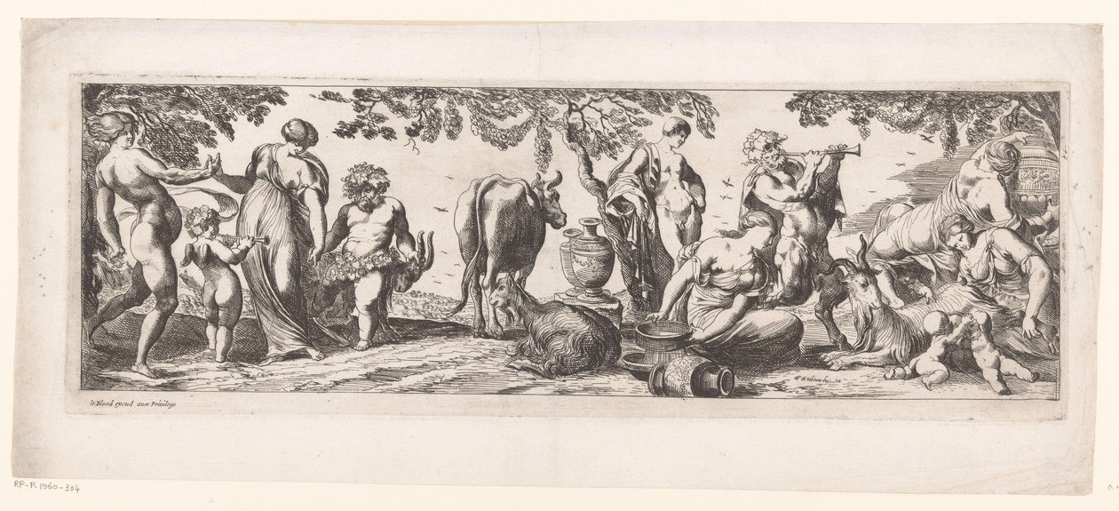 Bir Manzarada Dinlenen Silenus ve Çevresi by Pierre Brebiette