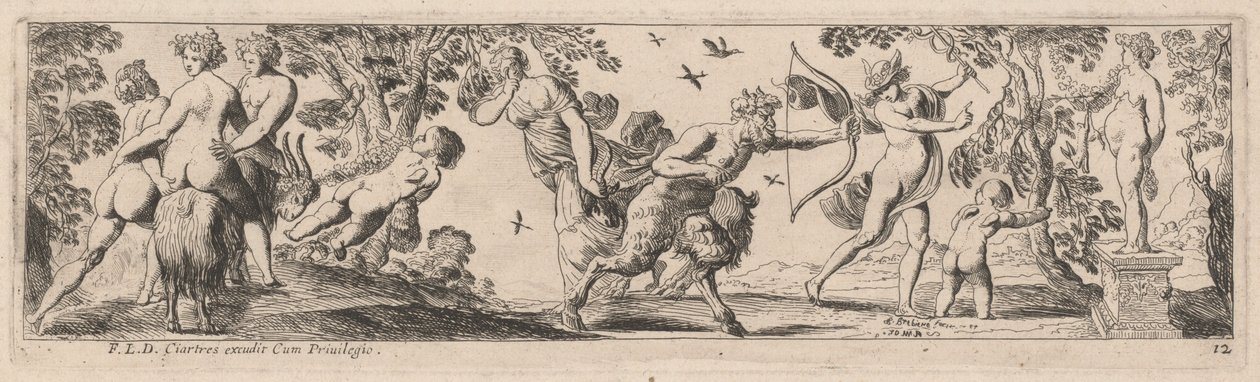 Bir Heykelde Satyr ve Merkür Vuruşu by Pierre Brebiette