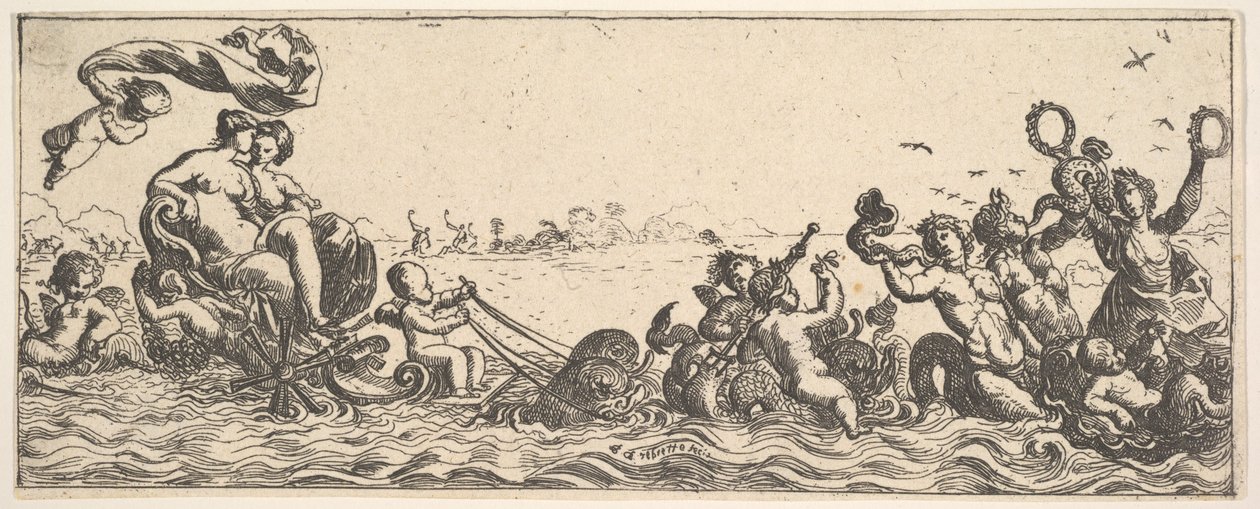 Bir Kabukta Oturan İki Kadın, 1615-42. by Pierre Brebiette