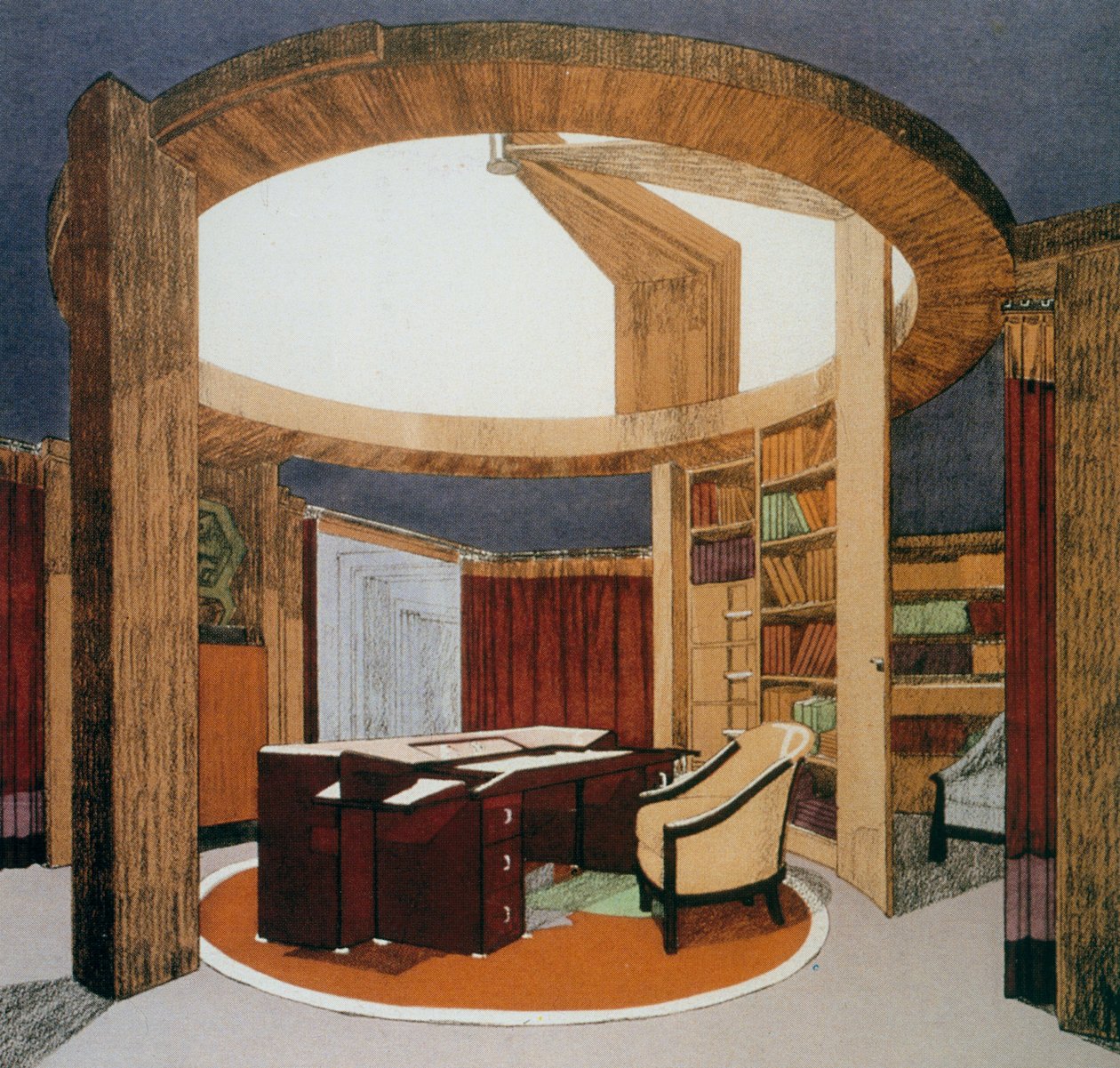 Fransa Büyükelçiliği için çalışma-kütüphane tasarımı (Bureau-Bibliotheque), Pierre Chareau (1883-1950), Paris