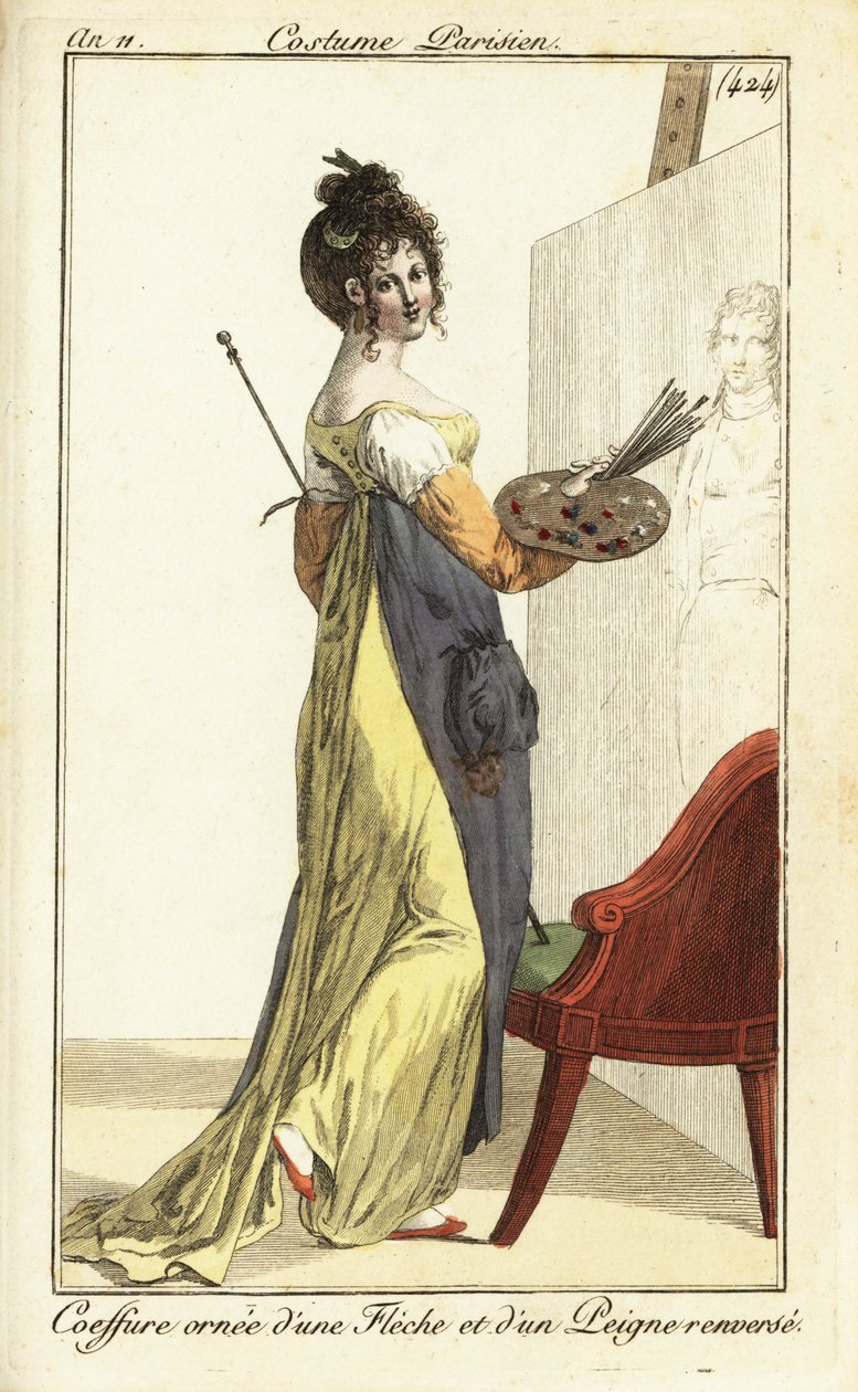 Bir yağlı boya tablosunun önünde kadın sanatçı, Paris by Pierre Charles Baquoy