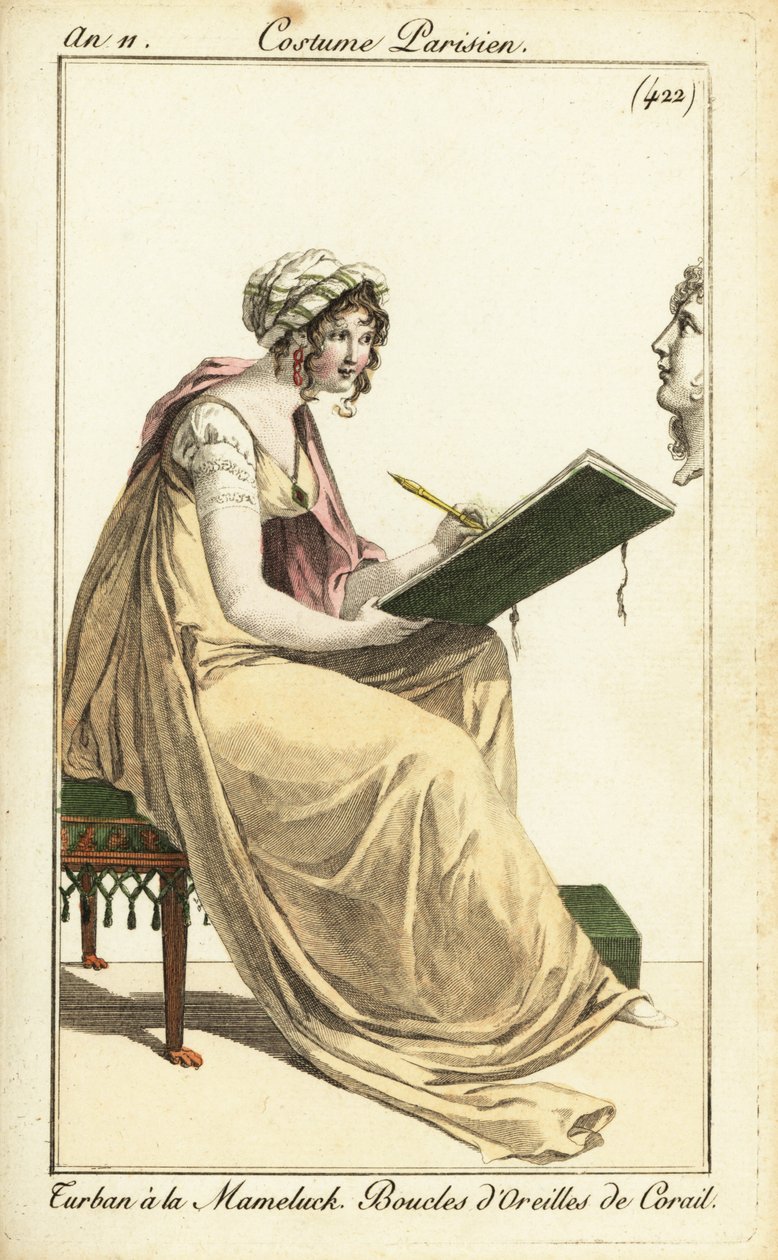 Eskiz defterine klasik bir büst çizen kadın, Paris by Pierre Charles Baquoy