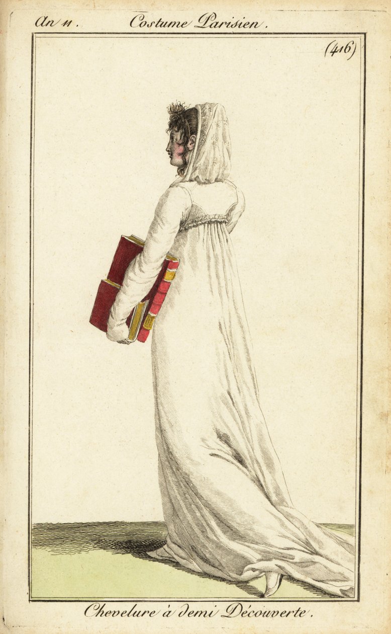 Beyaz elbiseli kadın saçının yarısında peçe ile Paris by Pierre Charles Baquoy