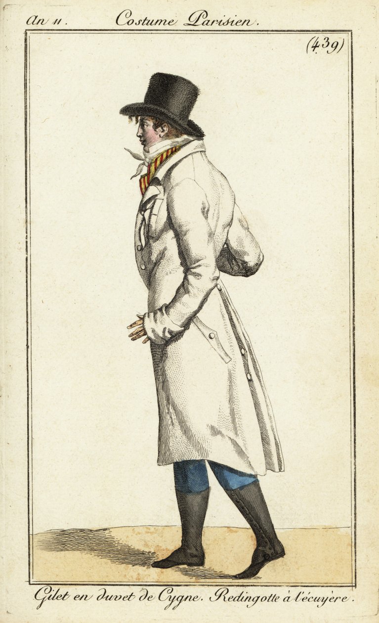 At binicisi paltolu genç züppe, kuğu aşağı yelek by Pierre Charles Baquoy
