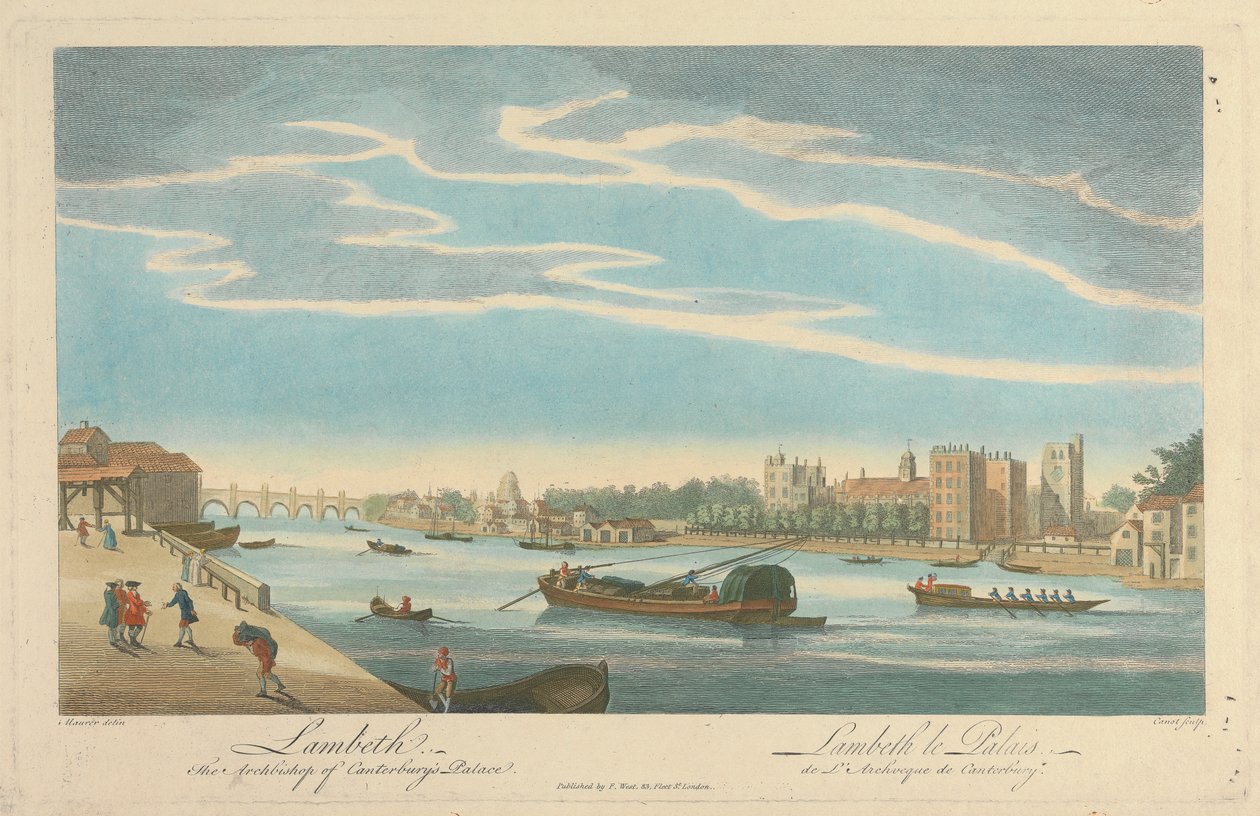 Lambeth. Canterbury Sarayı Başpiskoposu by Pierre Charles Canot