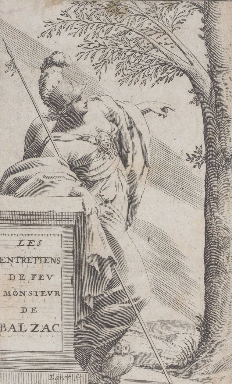 Frontispiece, Rahmetli Bay Balzac Les Entretiens de Feu Monsieur d..., 1660 ile Röportajlardan. by Pierre Daret
