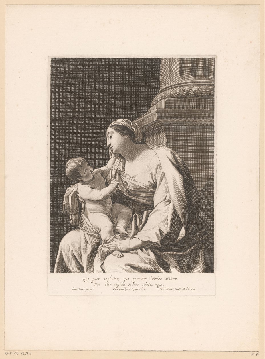 Bir sütunun dibinde Çocuklu Mary by Pierre Daret