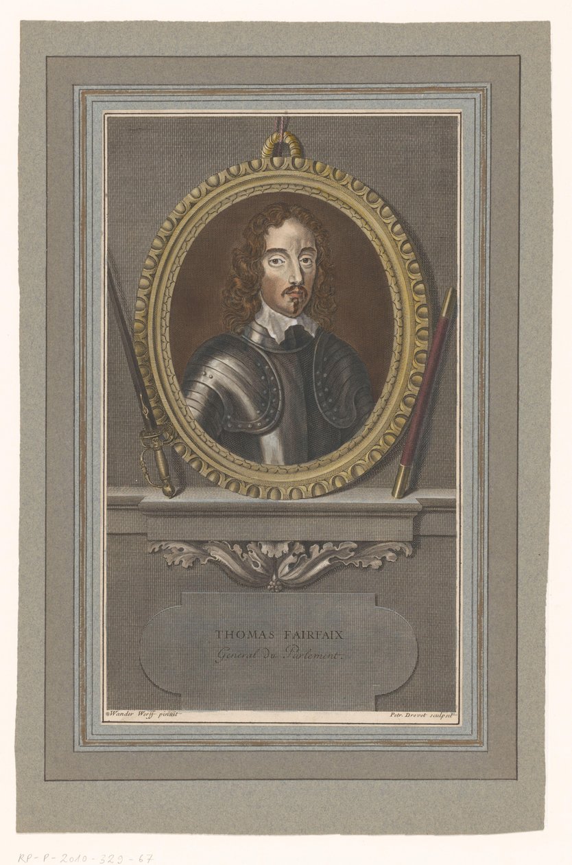 Portret van Thomas Fairfax Thomas Fairfax (nesne üzerindeki başlık) by Pierre Drevet