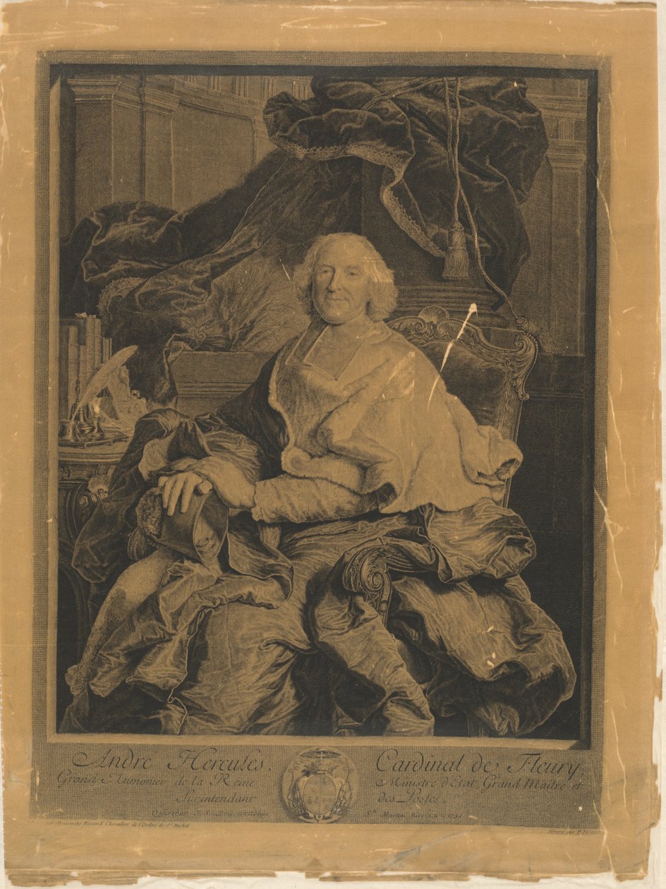 André Hercules, Fleury Kardinali by Pierre Drevet, after Hyacinthe Rigaud