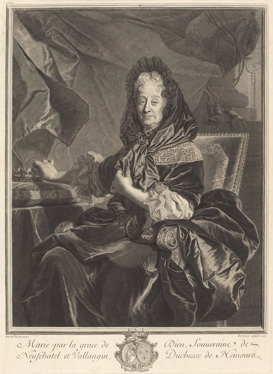 Nemours Düşesi by Pierre Drevet after Hyacinthe Rigaud