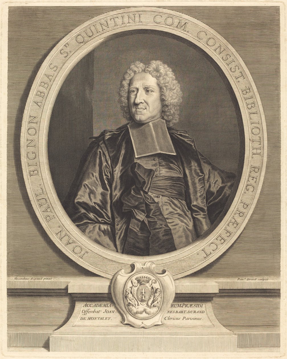 Jean Paul Bignon, Aziz Quentin Başrahibi by Pierre Drevet after Hyacinthe Rigaud