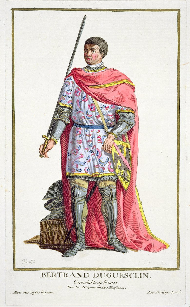 Bertrand du Guesclin (1320-80), 'Receuil des Estampes, Temsilci les Rangs et les Dignites, mevcut tüm Milletlerin Kostümüne göre', 1780'de yayınlandı (el renkli gravür) by Pierre Duflos
