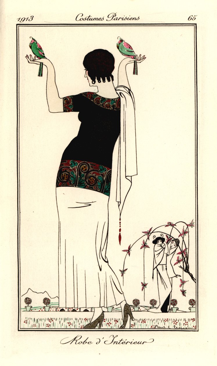 Kısa kollu üst ve beyaz etekli kadın by Pierre E. Legrain
