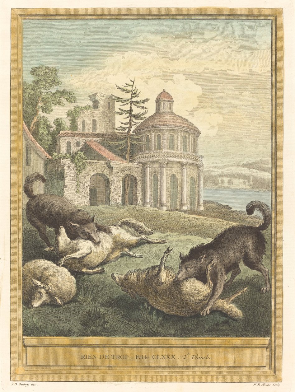 Çok fazla bir şey yok (Aşırı hiçbir şey yok) by Pierre Etienne Moitte after Jean Baptiste Oudry