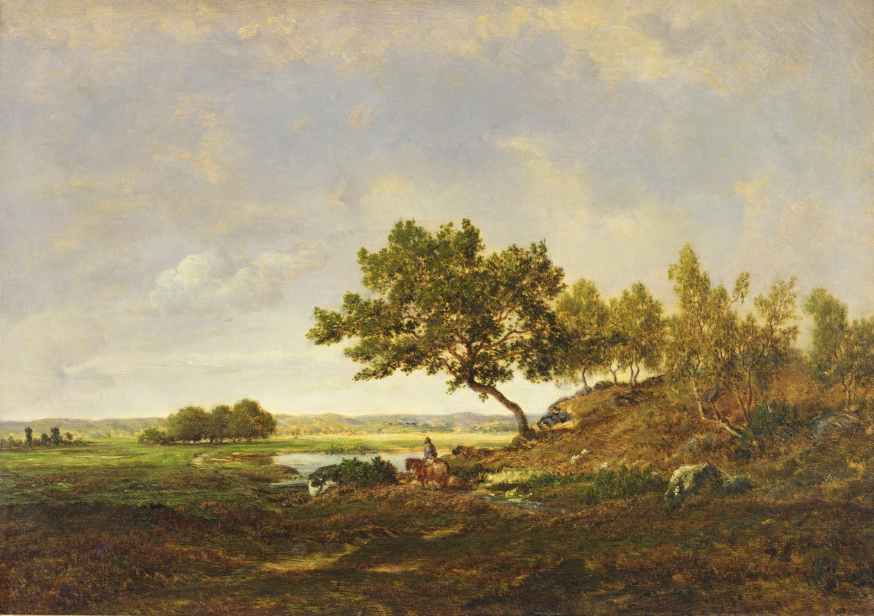 Tepenin Eteğindeki Gölet, 1848-55 dolayları (tahta üzerine yağlı boya) by Pierre Etienne Theodore Rousseau
