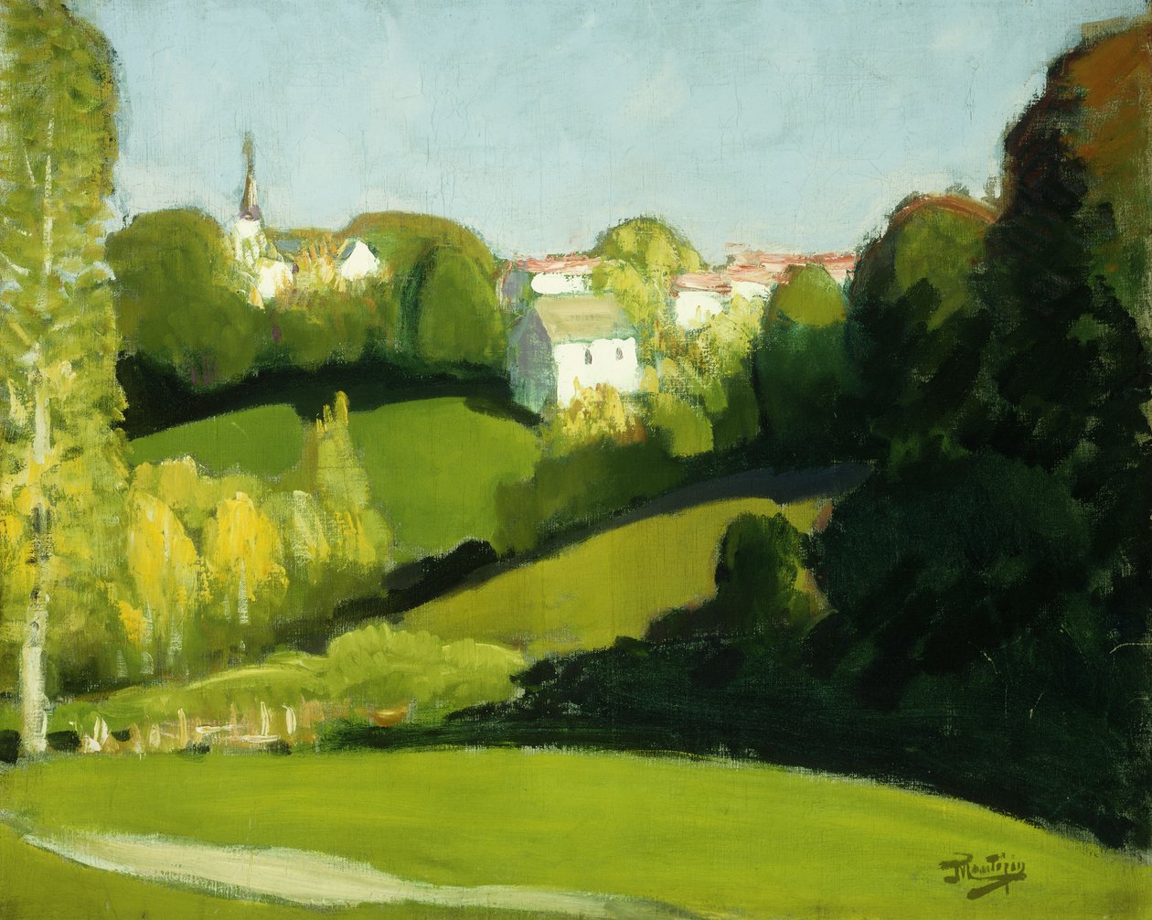 Kırsal Alan, Işık ve Gölge; Paysage, Ombre et Lumiere, c.1920 (tuval üzerine yağlı boya) by Pierre Eugene Montezin