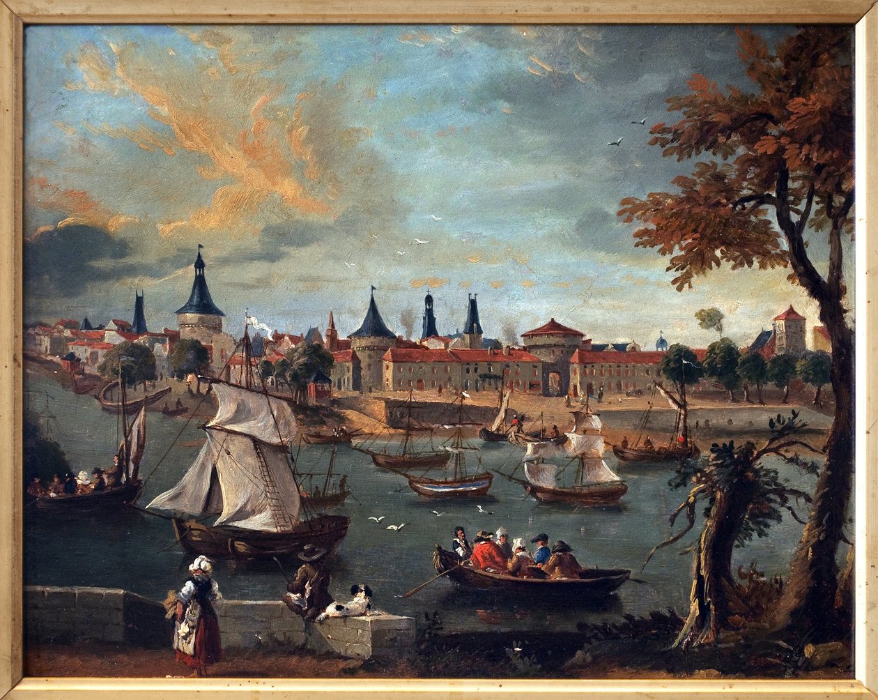 18. yüzyılda Libourne limanı. Pierre Fournier (1740-1793), karton üzerine kağıt maroufle üzerine yağlı boya by Pierre Fournier