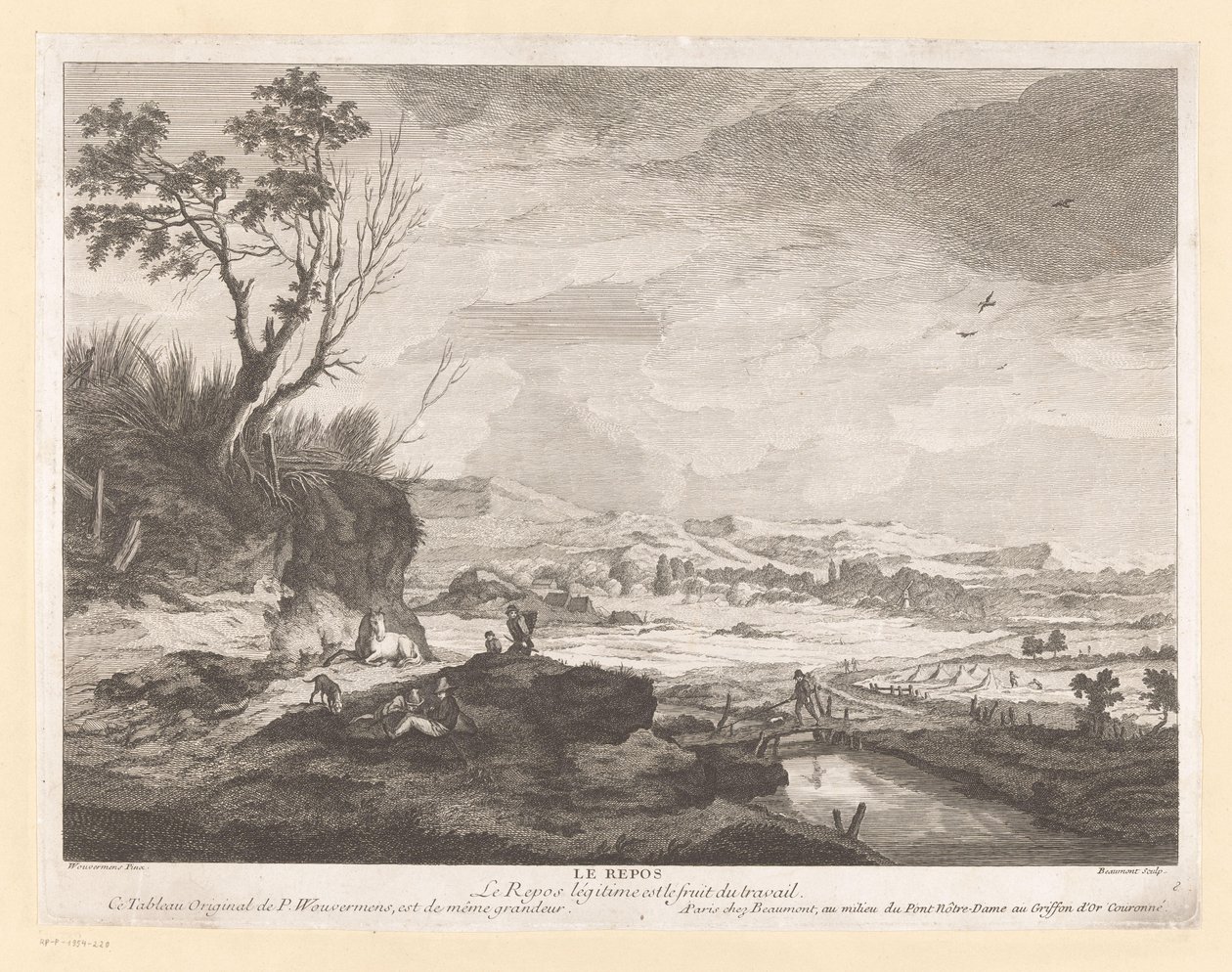Dinlenme figürleri ile manzara Le repos (nesne üzerindeki başlık) by Pierre Francois Beaumont