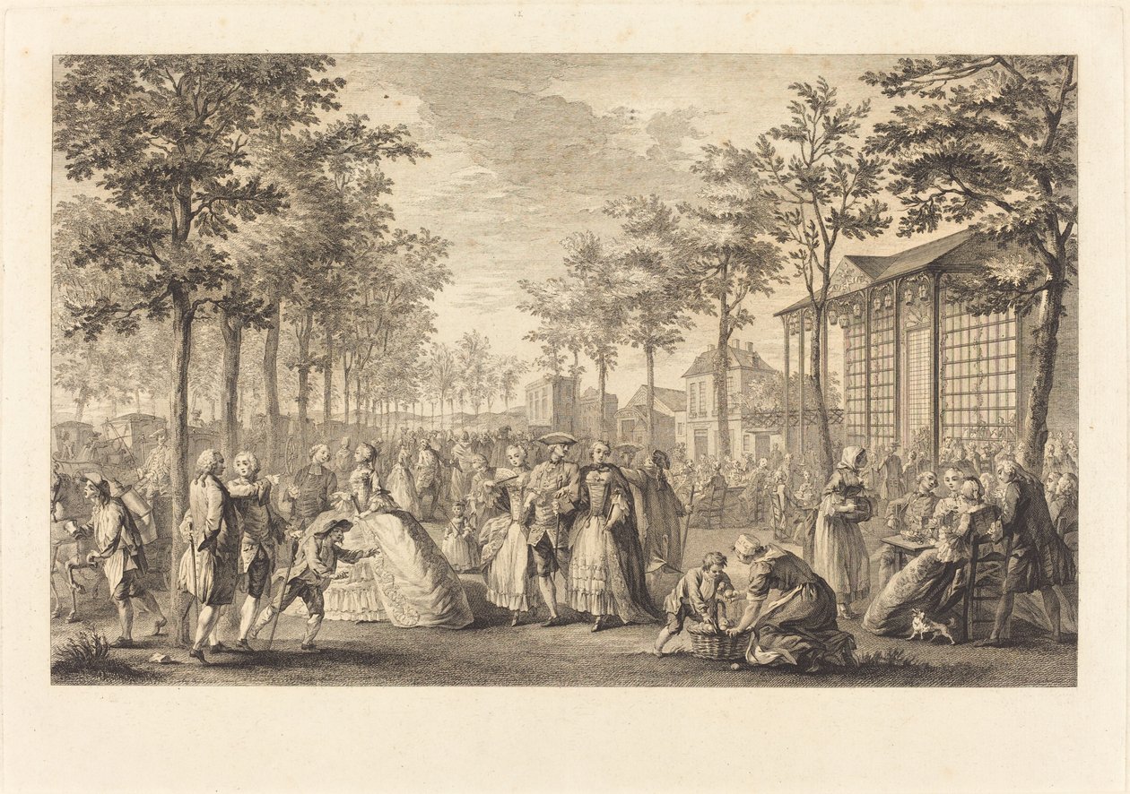 Paris surları boyunca yürüyüş by Pierre Francois Courtois after Augustin de Saint Aubin