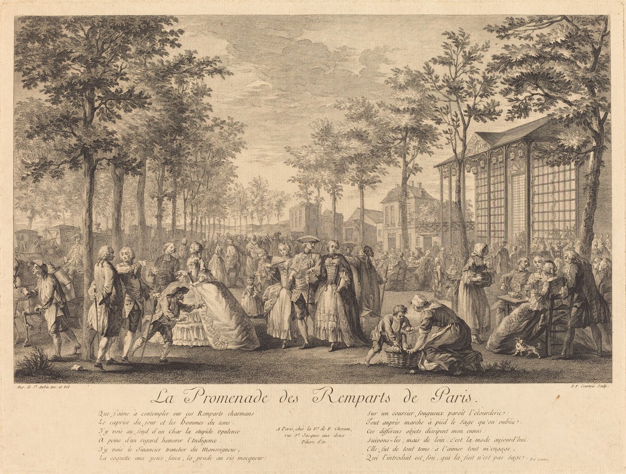 Paris surları boyunca yürüyüş by Pierre Francois Courtois after Augustin de Saint Aubin