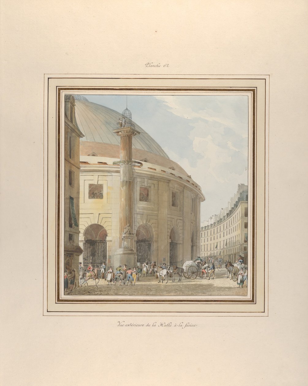Halle aux Blés, Dış Görünüm, yak. 1810. by Pierre Francois Leonard Fontaine