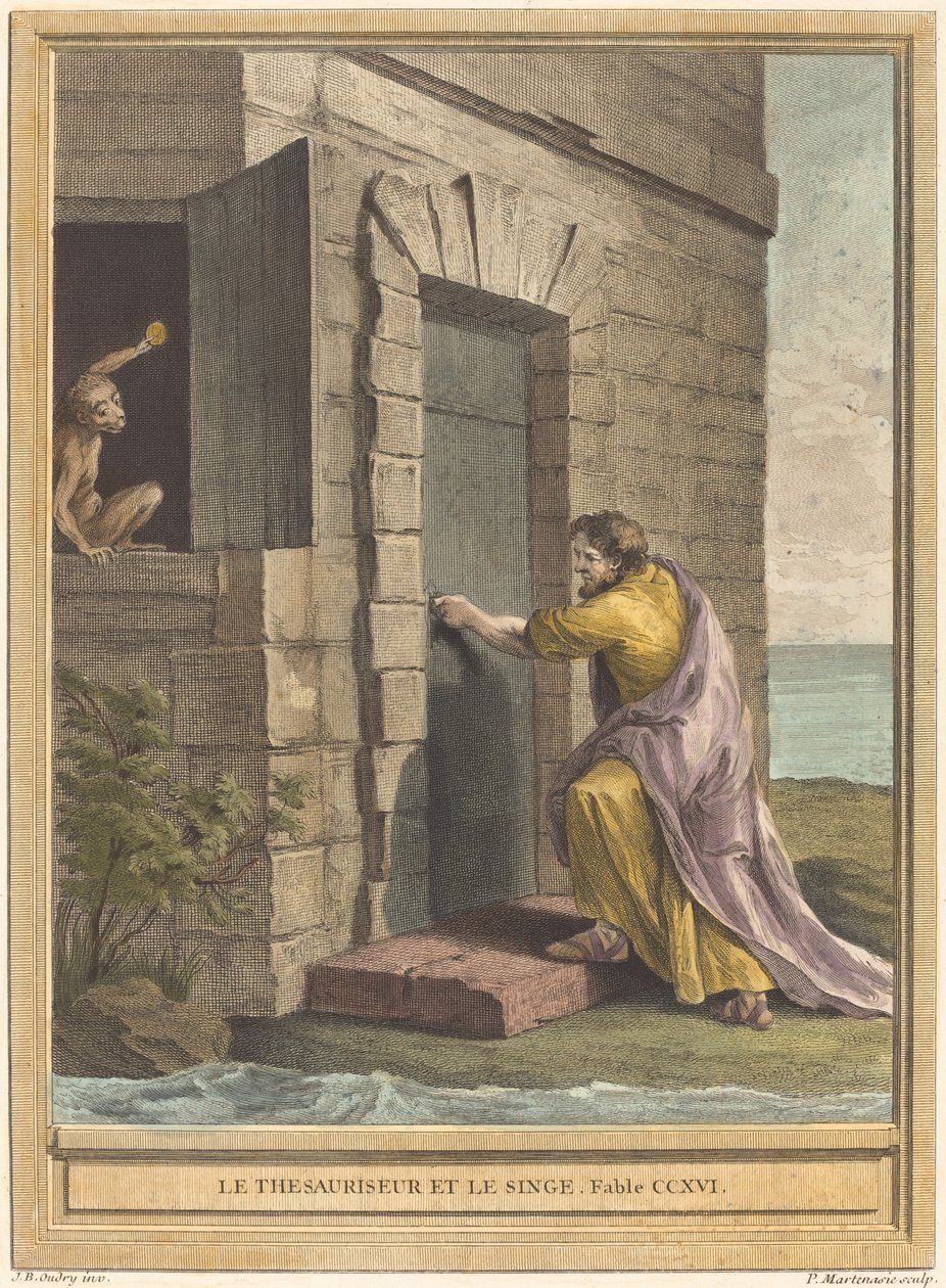 Le thesauriseur et la singe (Cimri ve Maymun) by Pierre Francois Martenasie after Jean Baptiste Oudry
