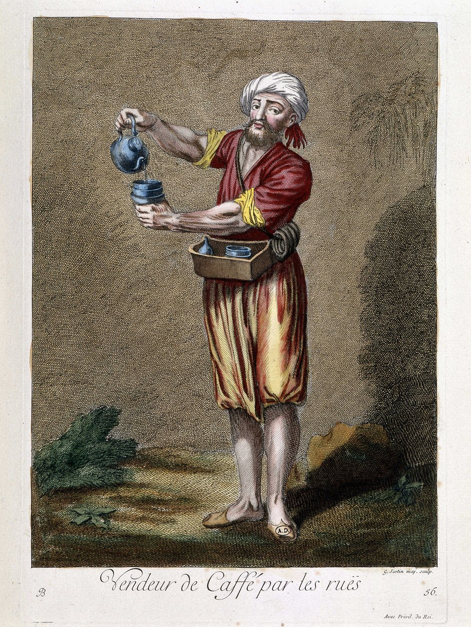 Sokaklarda kahve satıcısı, “” 1707 ve 1708
