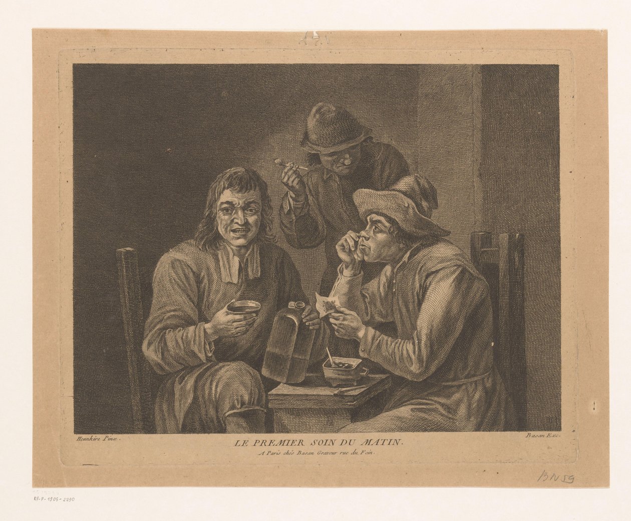 Tütün koklama ve sigara şirketi Le premier soin du matin (nesne üzerindeki başlık) by Pierre François Basan