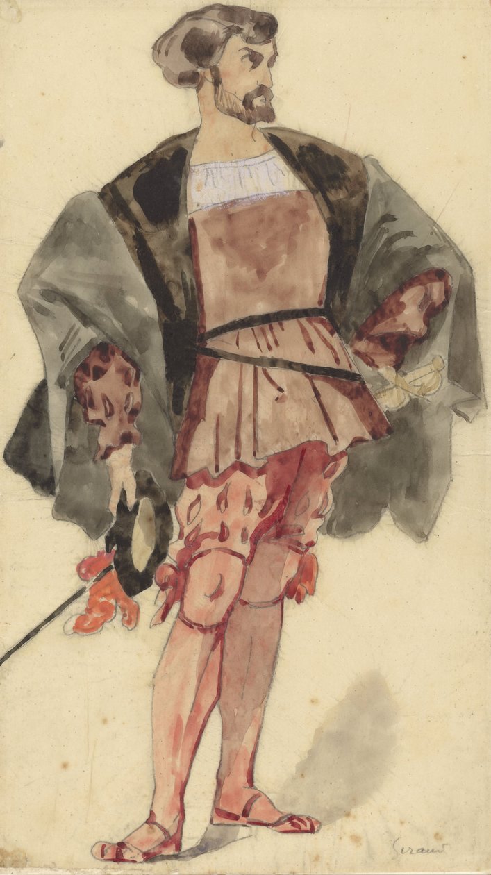 François I zamanından bir asilzadenin kostüm çalışması by Pierre François Eugène Giraud